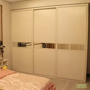 Modern Bedroom Wooden Cupboard 1 Mirror 3 Sliding Doors storage custom made large wardrobes