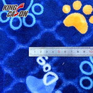 KINGCASON Manufacturer Wholesale Solid Customized Design Anti-pill Cute Paw Printed Flannel Fleece Fabric for Home Textiles - Product Image 2