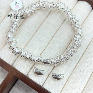 Perles en argent S925 Qunlvsheng en forme de haricot pour colliers et bracelets DIY, motif lettre en argent thaïlandais vieilli - Product Image 3