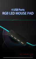 Tapis de souris XXL coloré avec lumière LED en marbre, hub USB 4 ports, couvre-clavier
