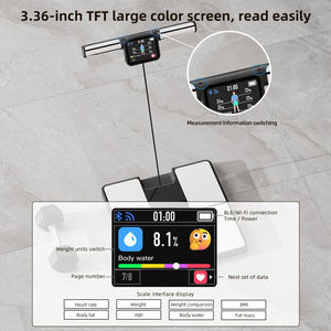 Matériau en verre d'échelle de composition corporelle numérique intelligente unique de 180kg avec fonctionnalité WiFi mesure le poids IMC batterie grasse - Product Image 3