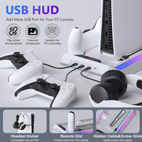 PLAYX Nouveau ventilateur de refroidissement multifonctionnel avec support vertical et station de charge pour console PS5 édition numérique et disque