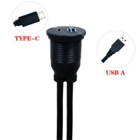 Kabel Pengisian Cepat Tahan Air PVC Berlapis Emas dengan Dua Port Tipe-C USB 3.0 AUX untuk Mobil, Motor, Perahu, Kamera, dan Data