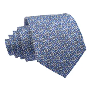Gravata de seda com 7 dobras para homens com estampa geométrica personalizada de gravatas vermelhas da moda
