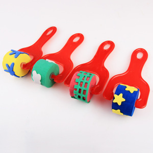 4 unid/set, juegos de pinceles para pintura para niños, esponja rodante, herramientas de pintura artesanal para niños, pincel de pintura de sello DIY - Product Image 4