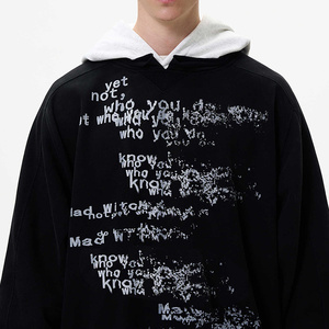 Sweat-shirts à capuche en coton épais de haute qualité pour fabricants, en molleton bouclette, avec impression de lettres graffiti et empiècements - Product Image 4