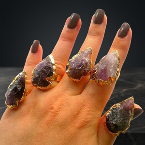 Feng Shui Style <b>Amethyst</b> Arrowhead Finger Rings Handmade Natural Crystal Quartz Gemstone Mascot Beautiful Craftsmanship - Product Image 3