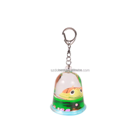 Mini porte-clés liquide en forme de cloche, motif dessin animé, vente en gros, poisson, tortue, ours, lapin 3D, flotteur, sable mouvant, paillettes, personnalisation du logo