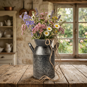 Vase rustique en métal galvanisé écologique avec motif de feuilles pour l'arrangement de fleurs/plantes d'intérieur et d'extérieur, décoration de la maison - Product Image 4