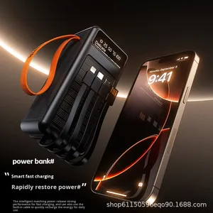 พาวเวอร์แบงค์พลาสติก 10W 50000mAh ชาร์จเร็วพิเศษ พร้อมสายชาร์จสี่เส้น สำหรับตั้งแคมป์กลางแจ้ง สายคล้องคอ และแผงโซลาร์ - Product Image 3