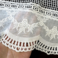Dentelle ajourée en coton brodée à motif floral, motif grandes vagues, 17 cm, pour ourlet de nappe, de rideau et vêtements pour femmes