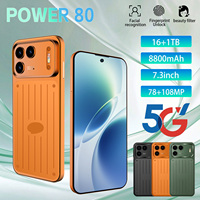 Nouveau téléphone portable Power 80 Android 16, écran 7,3 pouces, 16 Go + 1 To, appareil photo 108 MP, double SIM, emplacement pour carte TF, pour jeux, bureau, navigation
