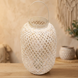 New Design White <b>Bamboo</b> Cylindrical <b>Lantern</b> Handmade Eco Friendly Home Decoration - Product Image 6