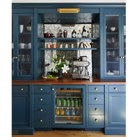 CBMMart Armoire murale de cuisine en chêne blanc et bleu brillant laqué aux couleurs naturelles Armoires de cuisine modernes en bois massif blanc