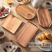 Set Nampan Sajian Kayu Akasia Premium Multi-kompartemen, Piring Kayu Terbagi untuk Camilan, Buah, dan Penyajian Kopi Individual