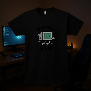 T-shirt Mentally AFK unisexe pour adulte, col rond, avec image graphique, chemise amusante pour joueur - Product Image 3