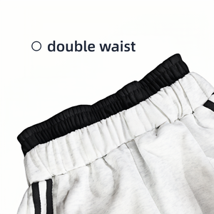 กางเกงวอร์มลายทางแฟชั่นดีไซน์เก๋ เอวสองชั้น ทรงหลวม สไตล์ลำลอง พิมพ์โลโก้ สตรีทแวร์ ล้างสีแบบแอซิด สำหรับผู้ชาย - Product Image 5