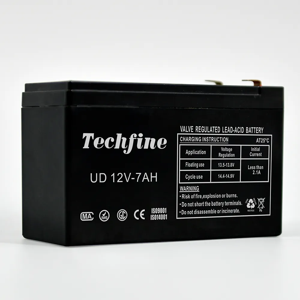 Techfine Mini-batterie solaire Rechargeable à Cycle profond AGM, petit Gel solaire 7Ah batterie 12v 7Amp