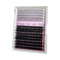 Nouvelles extensions de cils en grappe 3D, courbées, à bande fine, volumineuses, imperméables, faites à la main, pour extension de cils DIY, vente en gros
