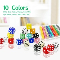 Jeu de dés standard colorés à 6 faces de 16 mm, 100 pièces, boîte en plastique opaque portable, 10 couleurs - Jeux de société, mathématiques en classe