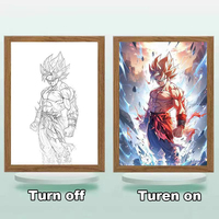 Nouvelle lumière LED Anime Dragon Balls Goku peinture cadre Photo bois lumière peinture affiche cadres