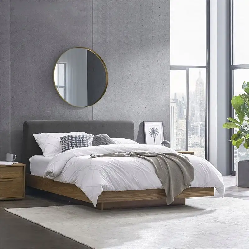 Francese moderno letto king size semplice camera da letto mobili luce di lusso in legno massello noce nero doppio morbido letto