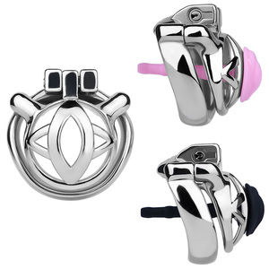 <span class=keywords><strong>Cage</strong></span> de <span class=keywords><strong>chasteté</strong></span> pour hommes en acier inoxydable FRRK avec cathéter en silicone, adaptée à la féminisation masculine/aux garçons efféminés, jouet sexuel pour adultes - Product Image 1