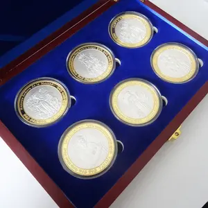 Vente en gros de pièces de monnaie pour défi commémoratif catholicisme religieux en métal doré et argenté