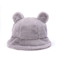 Joli chapeau seau personnalisé réglable en forme d'animal à fourrure uni avec oreilles