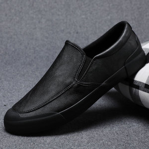 Chaussures plates classiques à enfiler en cuir PU, mocassins décontractés pour hommes, tendance et confortables - Product Image 1