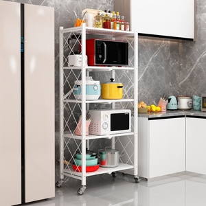 Gấp lưu trữ giá lưu trữ nhà có thể gập lại nhà bếp hiển thị giá kệ với bánh xe nhà bếp tổ chức kệ - Product Image 4