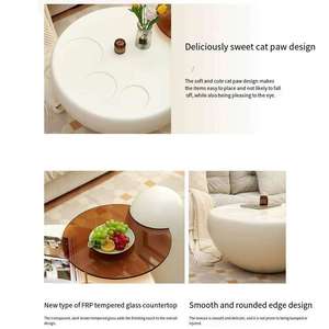 Modern <b>Round</b> Coffee <b>Table</b> Glass & Wood Panel Living Room Furniture - Product Image 6