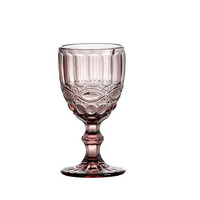 Gobelets à vin épais gaufrés de 8oz en couleurs originales Ambre Rose Violet Vert Bleu Gris Rouge Tasses à vin en verre de style vintage