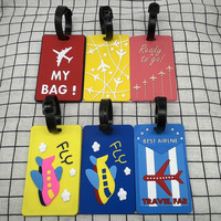 Étiquettes de bagages et porte-cartes d'embarquement en PVC souple de haute qualité, anti-perte, style urbain simple, motif avion de dessin animé