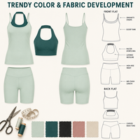 Ensemble de yoga 2 pièces personnalisé pour femme : débardeur superposé, brassière de sport et short cycliste taille haute – Vêtements de sport et fitness en gros