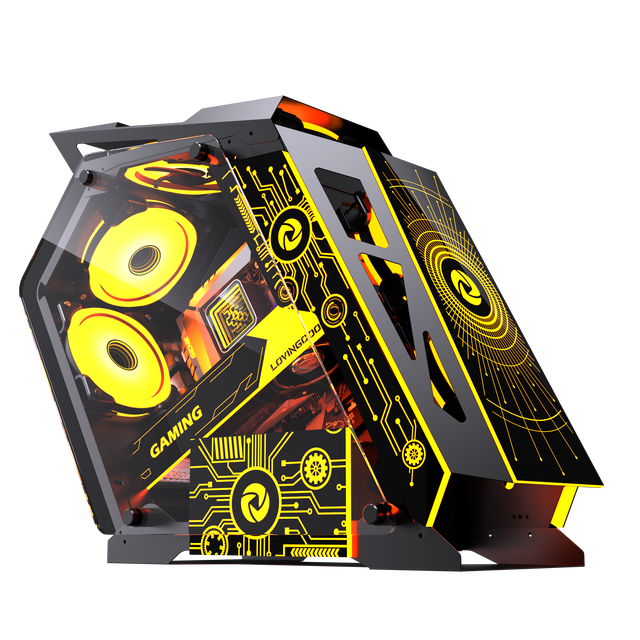 Lovingcool MATX Tempered Glass Comput Cases Desktop Cool SPCC Gaming Computer Cases & Towers With Fan Vertical PC Chassis USB3.0