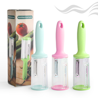 Trendy anti-spat fruit- en vis-schilmes, multifunctionele keukenhulp van plastic met opvangbak voor schilresten.