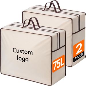 Custom 2 Pack 75L Duvet Storage Bags with Zips & Handles, <b>Fabric</b> Storage Bags for Clothes, Blankets & Pillows - Product Image 1