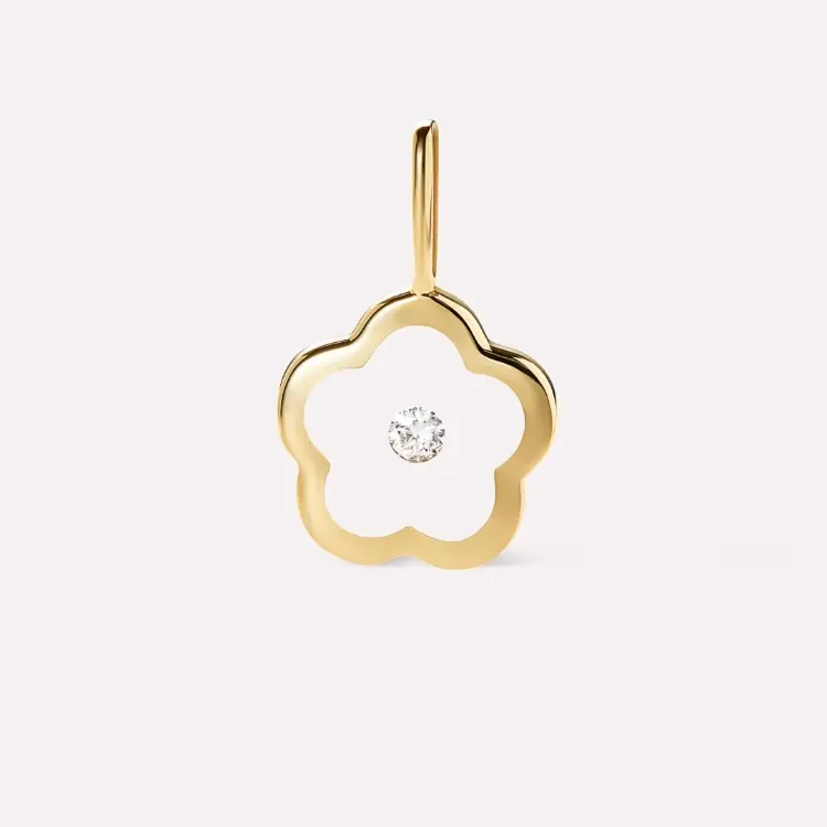 wholesale dainty 14k gold plated 925 sterling silver circle flower diamond floating charms pendant for necklace making
