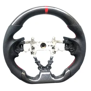 Volante personalizado de fibra de carbono con cuero negro perforado para coche 9G Civic, volante negro plateado, precio de fábrica