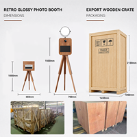 Machine à photos portable vintage avec imprimante, design en bois, pour location événementielle (mariages, fêtes)