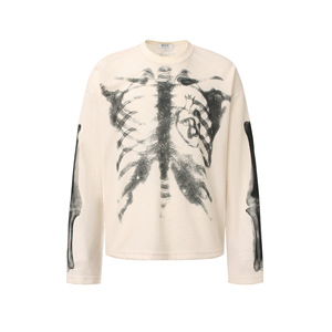 Camiseta de Manga Larga con Estampado de Esqueleto Estilo Retro Americano para Hombre, Ropa Urbana de Otoño, Holgada, Informal y Moderna - Product Image 2