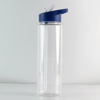 Bouteille d'eau en plastique avec paille de haute qualité sans BPA Sports de plein air Portable clair pour la salle de sport