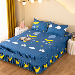 Giá Rẻ Sợi Nhỏ Thoải Mái Bộ Đồ Giường Sang Trọng Giường Bìa Hiện Đại Hoa Nhà Máy In Dày Được Trang Bị Tấm Váy 3Pcs Giường Váy Bộ - Product Image 4