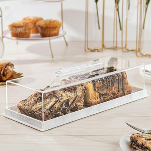 <strong>Rectangular</strong> Injection-Molded Acrylic Eco-Friendly Multifunctional Cake Dessert Holder Tray Pastry Display Case with <strong>Clear</strong> Lid - Product Image 2
