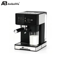Anbolife - Cafetera Espresso Eléctrica Semiautomática de 20 Bares, de Acero Inoxidable, con Molinillo Incorporado, Programable Táctil, para Hotel, Estilo Francés
