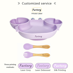 Plato de Silicona Personalizado para Bebés con Logotipo, Plato para Cena 100% de Grado Alimenticio, Color Liso, Plato con Diseño de Cangrejo y Juego de Cubiertos - Product Image 5