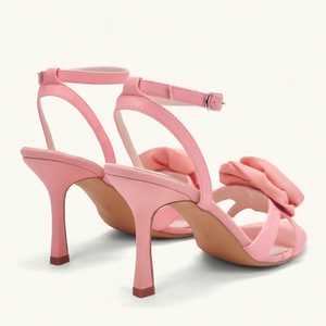 صنادل نسائية مثيرة باللون الوردي بكعب عالٍ 9 سم، مفتوحة من الأمام، كعب رفيع، إغلاق بحزام أمامي/خلفي، مقدمة مستديرة، موضة صيفية للخارج - Product Image 4