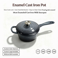 Mini-casserole de 19 cm avec couvercle, compatible four et induction, en fonte émaillée, certifiée LFGB et FDA, personnalisable avec logo OEM