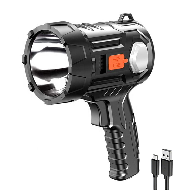 High Power Rechargeable ABS LED Camping Search Light with IP54 Waterproof 1000+ Lumens Zoomable USB Charging Flashlight